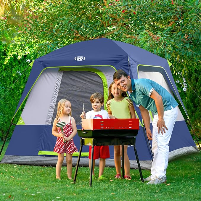 UNP 2/4/6/8 Person Tent, Portable Cabin Tent, Camping Tent 4-Person Easy Set Up, Waterproof with Top Rainfly for Outdoor Camping/Hiking