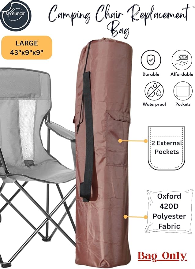 Replacement Bag for Folding Camping Chair, Portable Camp Chair, Hammock, Yoga Mat, Umbrella, Tents, Tripods, Fishing Poles - 420D Oxford Polyester Fabric