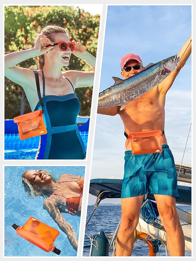 HEETA Waterproof Fanny Pack, Waterproof Pouch Dry Bag 2/3/4 Pack for Phone, Adjustable Waist Strap and Screen Touch Sensitive for Swimming Kayaking Boating Beach Fishing Diving Surfing Accessories