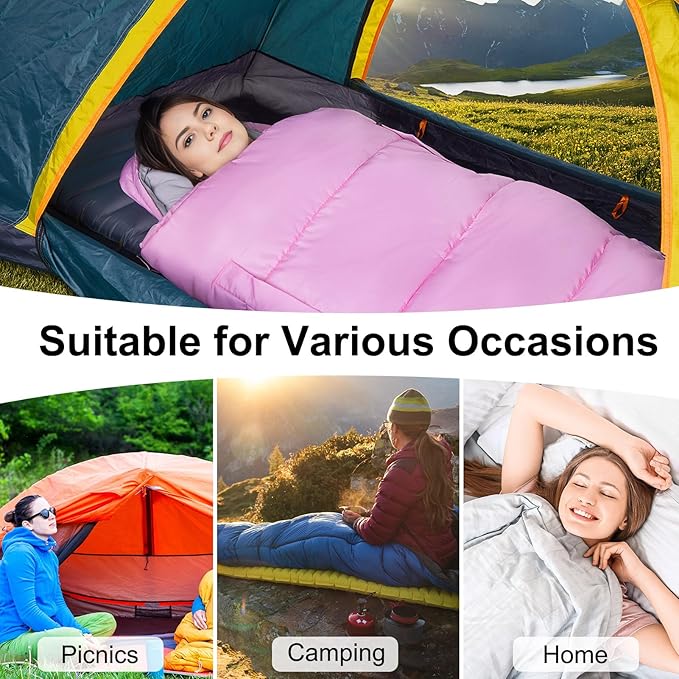 Basumee Sleeping Bags for Adults 3 Season Warm Cool Weather Wearable Camping Sleeping Bag with Compression Bag Portable Backpacking Hiking Camping Essential for Women Men Kids Teens