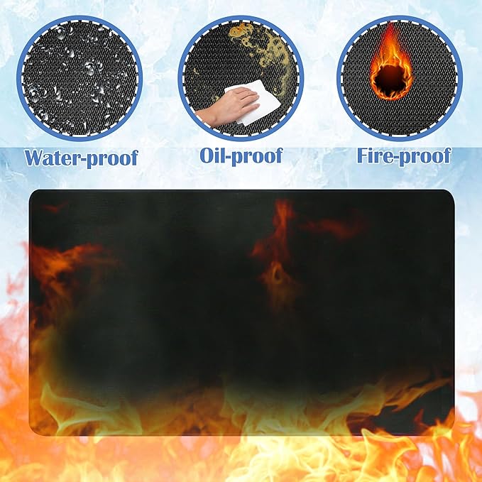 Ogrmar 48 x 30 Inch Under Grill Mats for Outdoor Grill, Indoor Fire Pit/Fireplace Mat, Waterproof Oil-Proof Grill Floor Pads, BBQ Mat Protector for Deck, Patio and Grass (48 * 30 Inch)