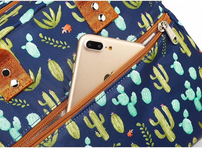 FlowFly Insulated Lunch Bag With Shoulder Strap for Women, Men, and Kids, Large and Reusable, Handle, Freezable Work and School Travel Tote and Meal Prep Organizer,Cactus