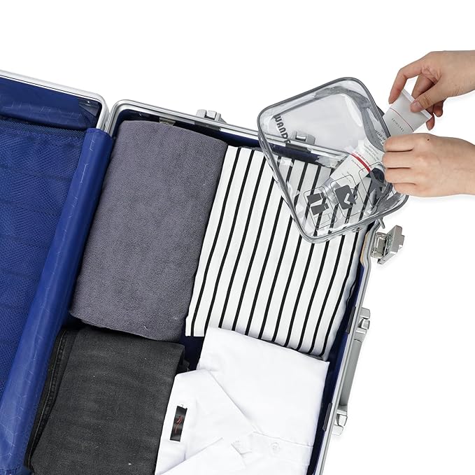 TSA Approved Clear Travel Toiletry Bag wih Zippers Carry-on Travel Accessories Quart Size Toiletries Cosmetic Pouch Makeup Bags for Men and Women (2pcs Grey)