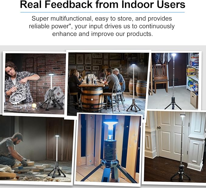 Telescopic Camping Light, Rechargeable Camping Lantern with 20000mAh Battery, Portable Camp Light Outdoor Waterproof with 3 Modes, Camping Light for Emergency, Camping, Hiking(Bag Included)