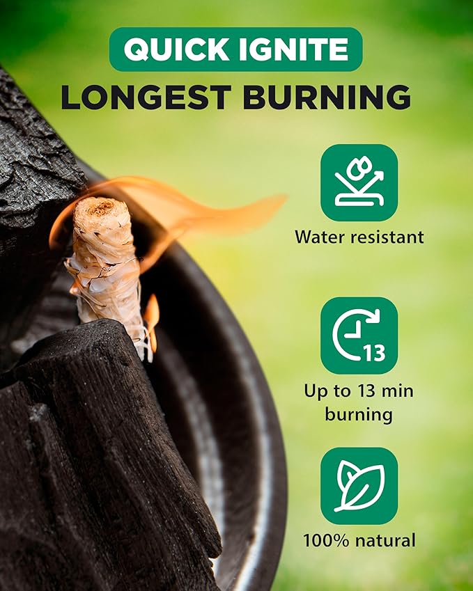 WH Natural Fire Starters for Campfires & Grill - 5lb - 185 pcs Large Box - Long-Burning Charcoal Starters - Odorless Firestarters for Outdoor Fire Pit, Fireplace - Quick Ignite