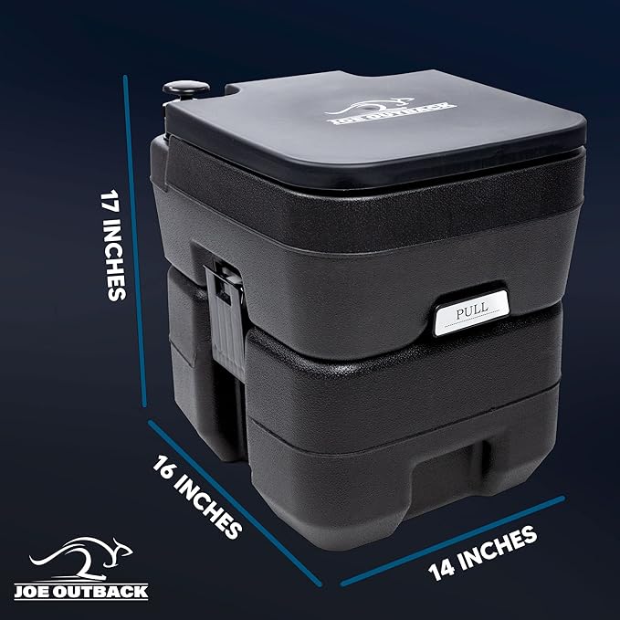 PE Camping Toilet w/Toilet Bags - 2.5 Gallon Fresh Water Camp Potty for up to 50 Clean Flushes - Odorless & Heat Resistant - 5.3 Gallon Waste Tank