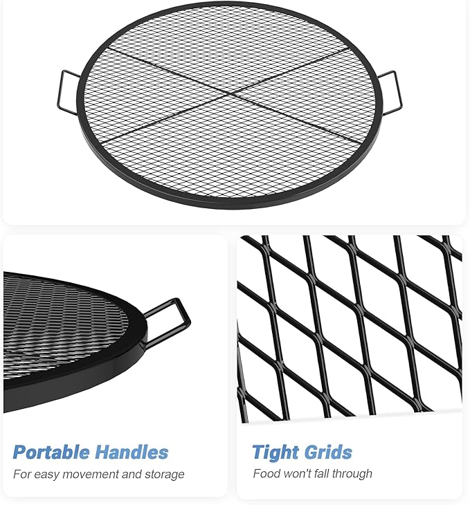 onlyfire X-Marks Fire Pit Grill Grate for Camping Cooking, Round BBQ Grate Campfire Cooking Equipment, 36 inch