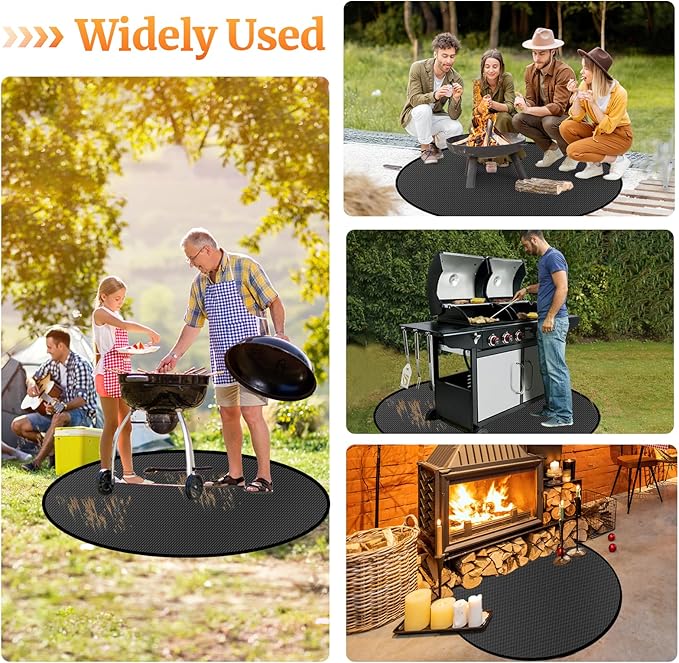 19.5" Round Fire Pit Mat for Solo Stove Mesa/Tabletop Under Fire Pit Mat Fireproof Waterproof and Oil-Proof, 4 Layers Under Grill Mat Fireproof Mat Portable Camping Stove Mat for Solo Stove Accessorie