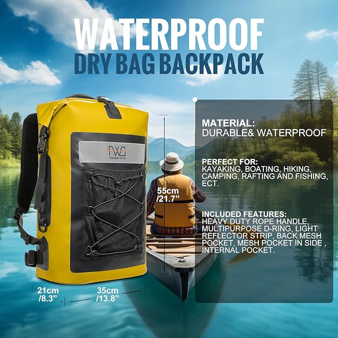 Dry Bag Backpack, 40L Floating Waterproof Backpack Roll-Top Closure for Kayaking, Boating, Hiking, Camping