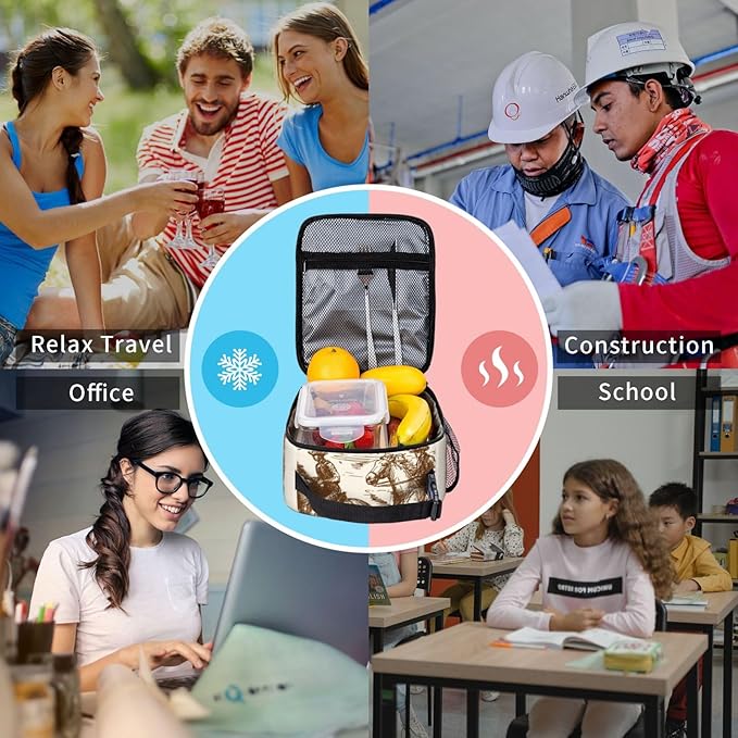 Western Desert Cowboy Vintage Insulated Lunch Bag Reusable Cooler Lunch Box Portable Leakproof Thermal Container Tote Bags for Girls Boys School Travel