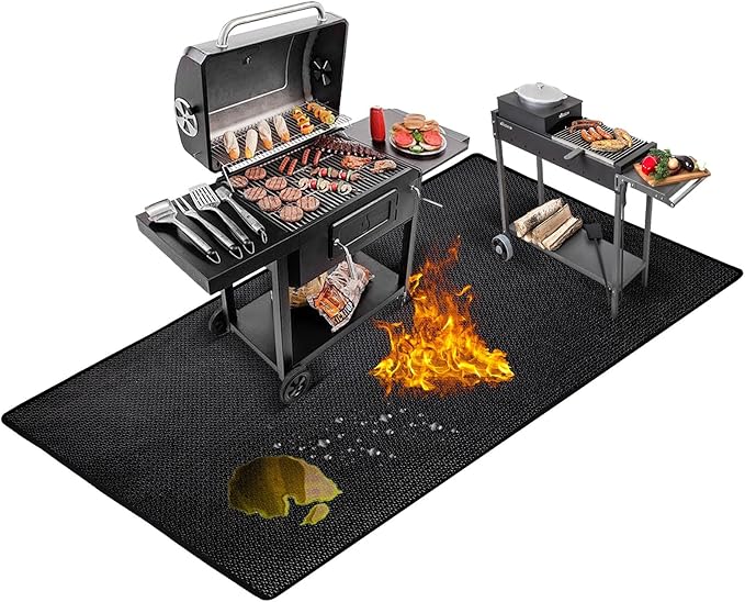 Large 76x52 inches Under Grill Mat for Outdoor Grill,Double-Sided Fireproof Grill Pad for Fire Pit,Indoor Fireplace Mat Fire Pit Mat,Oil-Proof Waterproof BBQ Protector for Deck and Patio