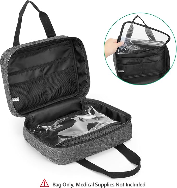 CURMIO Small First Aid Bag, Empty Emergency Trauma Kit Organizer Bag for Hiking, Camping, Car, Travel, Home and Outdoor, Gray, BAG ONLY, Patent Pending