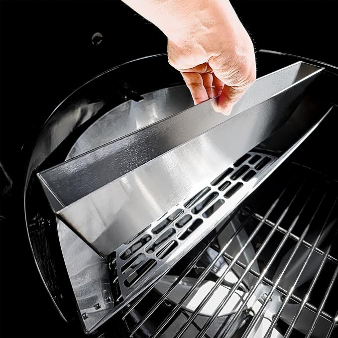 SnS Grills Patented Slow ‘N Sear® Deluxe Insert - Stainless Steel Charcoal Basket with Removeable Water Reservoir for Low ‘N Slow Smoking & Charcoal Grilling on Weber & Other Kettle Grills - 22 in