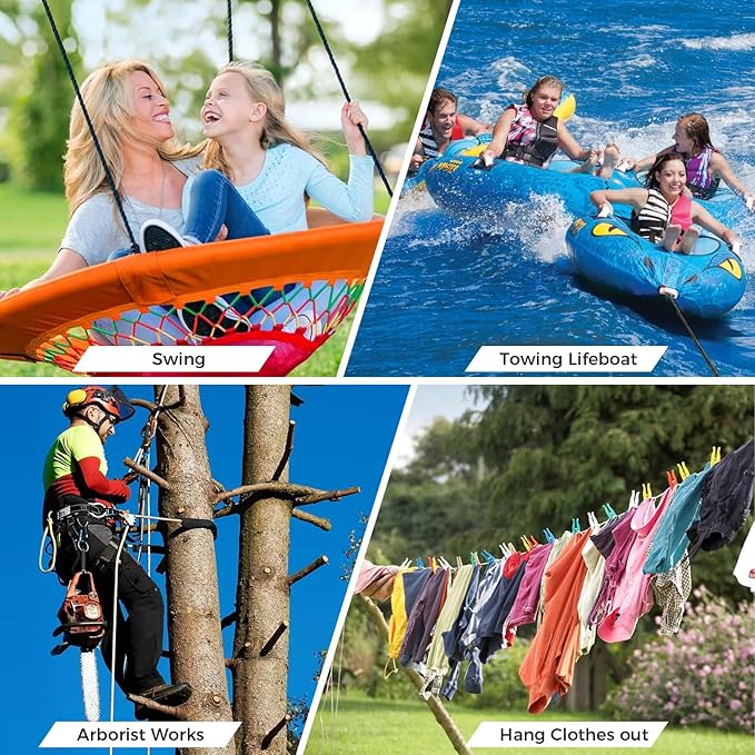 7/16 Inch 150ft Double Braided Polyester Arborist Rope, Heavy Duty Nylon Rope for Anchor, Tree Work, Cargo, Pulling, Sailing(Orange)