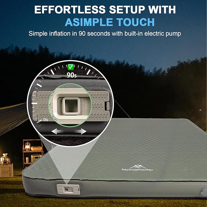 Self Inflating Sleeping Pad with Foam and Electric Pump,Innovative Y-Shaped Telescopic Structure,4.3" Thick Ultraportable Camping Mattress,Outdoor Compact Air Mat for Tent Car(4.2*79*28 inch)