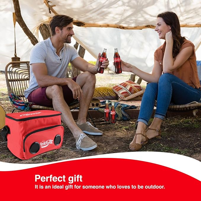 Cooler Bag with Built-in Bluetooth Stereo Speakers, Multi-Zipped Pockets, 24 Can Capacity, Adjustable Shoulder Strap, 12 Hours of Insulated Cooling and Freshness, for Camping, Fishing, Beach