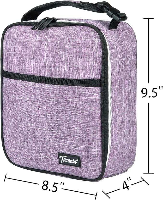 Tirrina Insulated Lunch Box for Men Women, Portable Thermal Small Lunch Bag for Office Work Picnic, Reusable Compact Lunchbox Cooler Tote for Adults, Purple