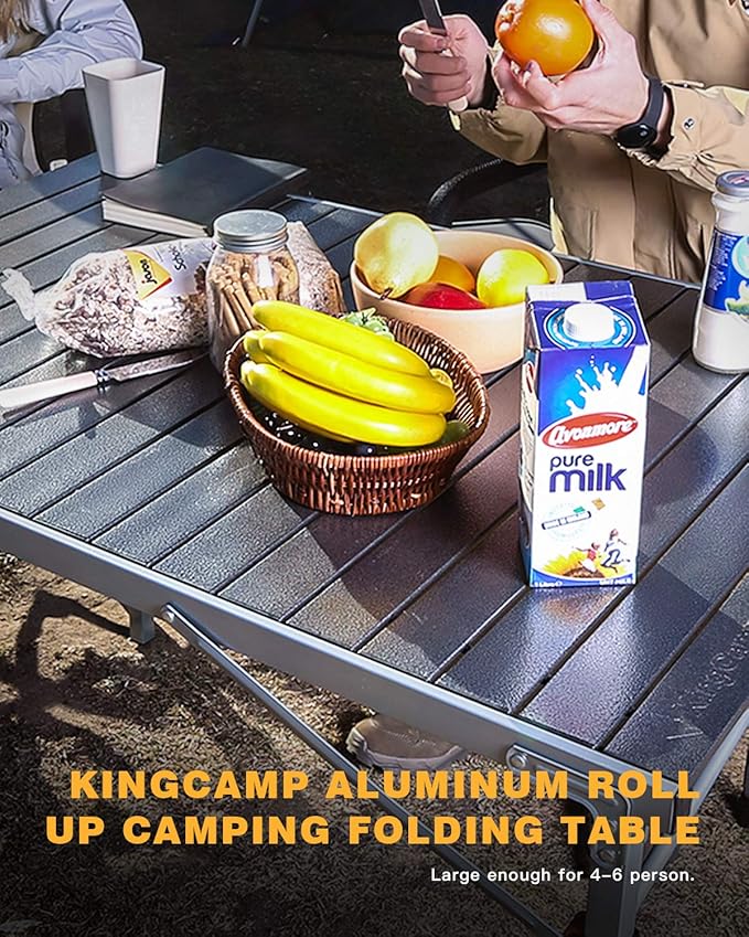 KingCamp Aluminum Folding Camp Table - Lightweight, Portable, Roll Up for Outdoor Camping, Picnic, Barbecue
