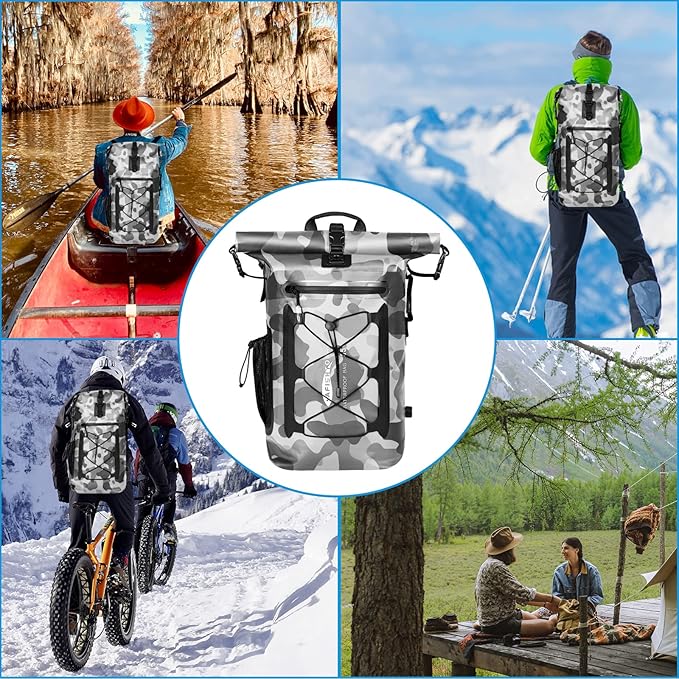 Waterproof Backpack for Men and Women - Roll-Top Floating Dry Bag Backpack for Kayaking, Rafting, Boating, Beach (Black)