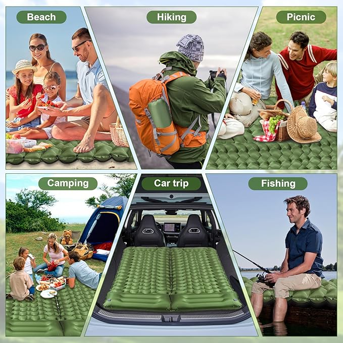 Sleeping Pad for Camping - Ultralight (1.9lbs) Inflatable Camping Mattress with Built-in Pillow & Foot Pump, 4" Thick Compact Air Pad for Backpacking, Hiking, Traveling, One-Second Deflation