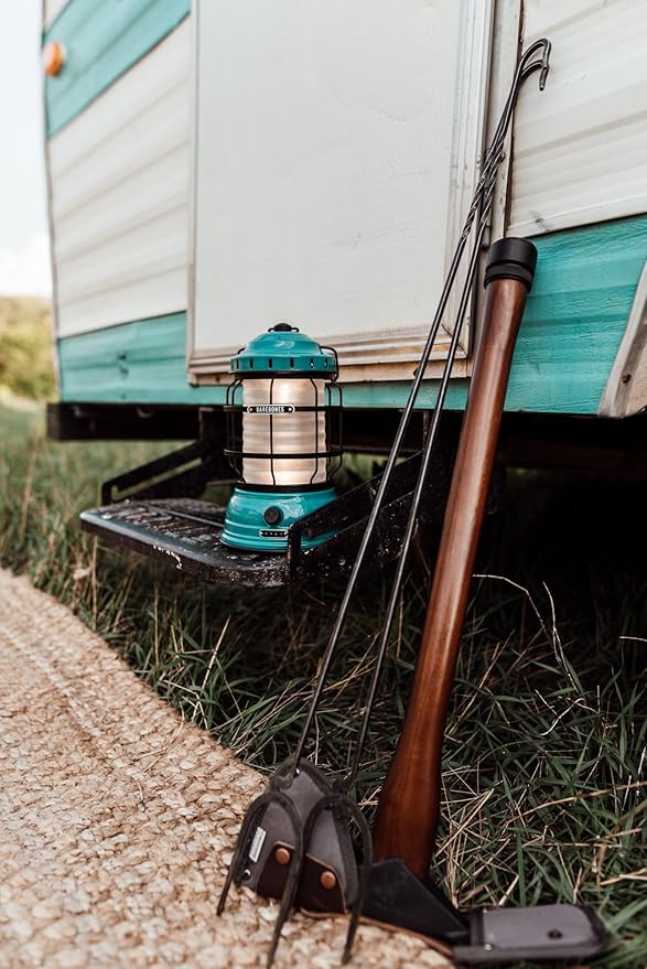 Barebones Forest Lantern – Teal, Vintage Rechargeable LED Lantern with Adjustable Brightness – Battery Operated Camping Light for Outdoor Adventures, Backyard Gatherings, and Emergency Use