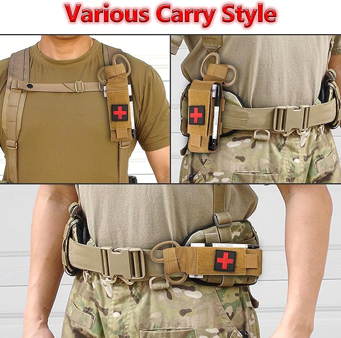 Tactical Molle Tourniquet Pouch Set with Trauma Medical Shear,Penlight,Pen,Molle Tourniquet Holder Holster Kit for Outdoor Hiking Camping Survival First Aid