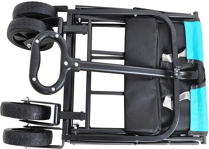 Collapsible Folding Wagon Garden Shopping Beach Cart,Heavy Duty Utility Buggy with Big Wheels,Adjustable Handle and Cup Holder,for Sand,Camping,Outdoor,30.31",Black