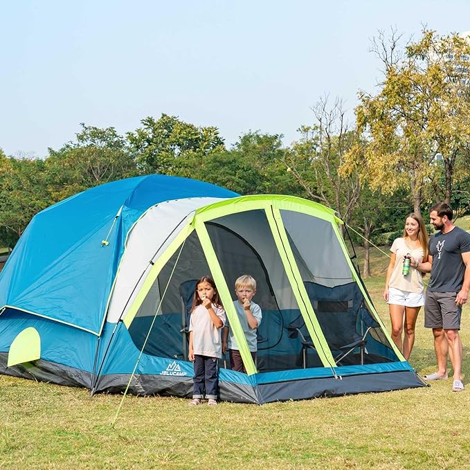 6/8 Person Large Waterproof Family Tents for Camping, Screened Camping Tent with Screen Porch, Bug-Free Relaxation & Easy Setup, Includes Rainfly & Carry Bag