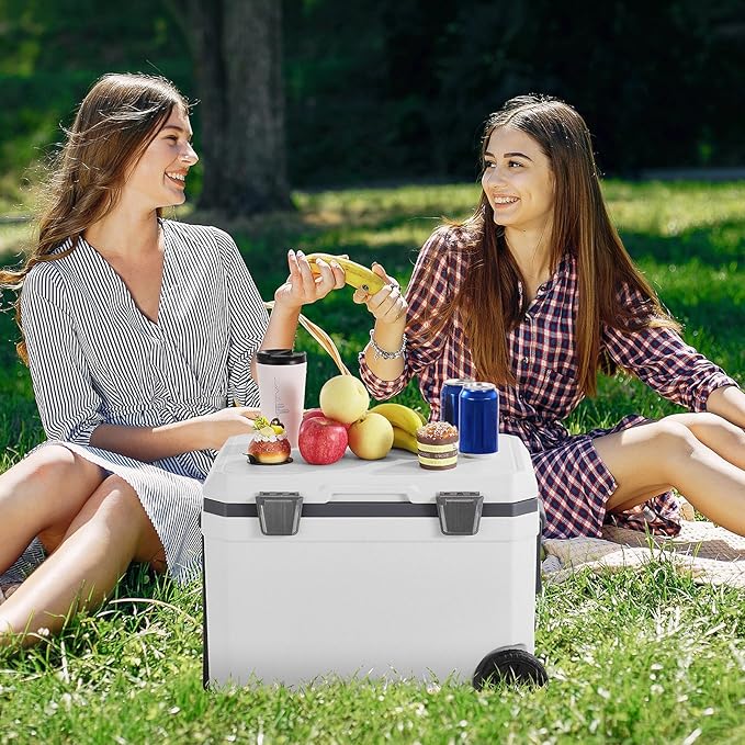 VEVOR Ultra-Light Hard Cooler, Ice Retention Cooler with Heavy Duty Handle, Ice Chest Lunch Box for Camping, Travel, Outdoor, Keeps Cool for up to 6 Days, 30% Lighter Than Rotomolded Coolers