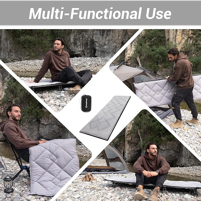 KingCamp Cot Pad Topper for Camping, Soft Warm Non-Slip Cot Mattress, Comfortable Lightweight Sleeping Mat for Outdoor & Indoor, Picnic, Hiking, Backpacking, Yoga