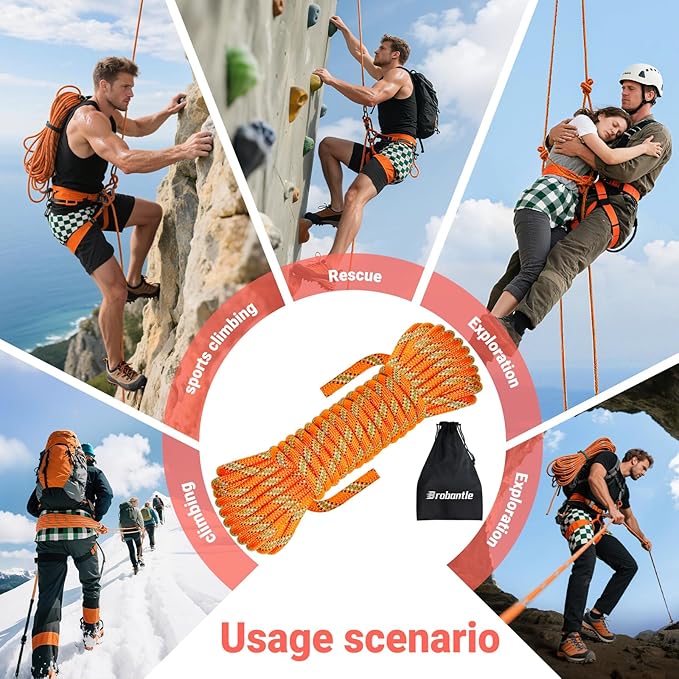 10.5mm Climbing Rope,Static Rock Climbing Rope for Escape Rope Ice Climbing Equipment Fire Rescue Parachute