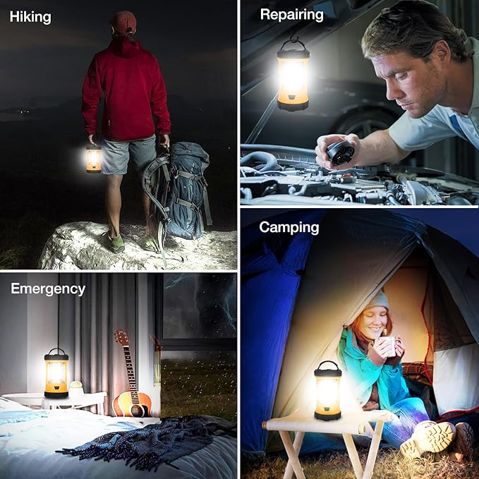 Camping Lantern, 3200LM Bright Camping Lights, 4600mAh Rechargeable LED Lantern, Lantern Flashlight for Power Outages/Fishing/Hurricane/Emergency, CT CAPETRONIX Camping Accessories (2-Pack)