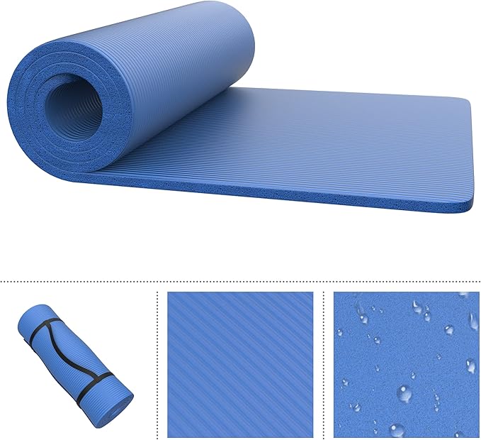 Foam Sleeping Pad for Camping - 0.75-Inch-Thick Waterproof Sleep Pad with Carry Straps for Cots, Tents, or Sleepovers by Wakeman Outdoors (Blue)