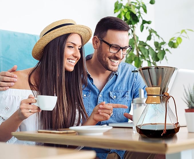 AGOGO Pour Over Coffee Maker Glass - 6/8/10 Cup Barista Kit with 304 Stainless Filter for Home, Office, Camping, Cafes - Easy Clean Coffee Dripper Set (Rag&Brush Included) (10 Cup/34 oz-Diamond Shape)