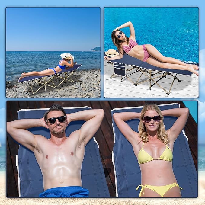 Wenqik 2 Pack 450lbs Max Load Camping Cot for Adults with Carry Bag Portable Folding Outdoor Sleeping Cot Heavy Duty Bed for Traveling Camp Military Office Nap Beach Home Lounging