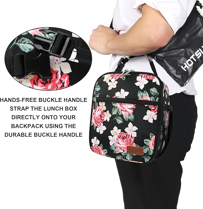 Lunch Box for Men Women Adults Small Lunch Bag for Office Work Picnic - Reusable Portable Lunchbox, Penoy Flower