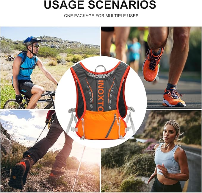 INOXTO Hydration Vest Backpack,Lightweight Water Running Vest Pack with 1.5L Water Bladder Bag Daypack for Hiking Trail Running Cycling Race Marathon for Women Men