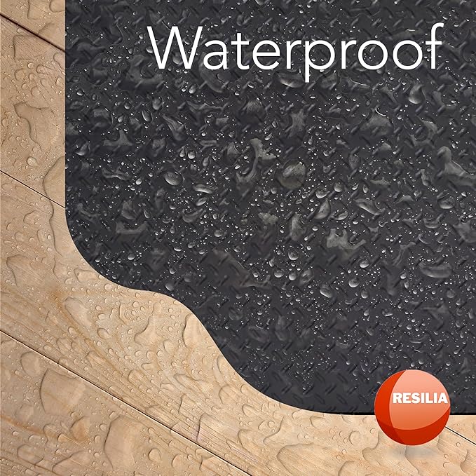 RESILIA Large Under Grill Mat – Heavy Duty, Reusable Outdoor Floor Protector Mats for Deck, Patio, & Garage – 72 Inch x 48 Inch with 12 Inch Splatter Protection Lip, Beige/Tan Orange Peel