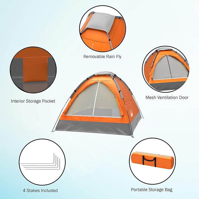 2 Person Camping Tent with Rain Fly and Carrying Bag