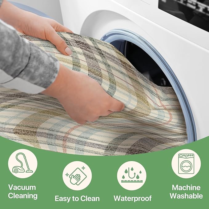 GENIMO Indoor Outdoor Area Rug 2.3'x3.6', Waterproof Non Shedding Front Door Mat, Easy Cleaning, Geometric Carpet for Patio, Porch, Entryway, Living Room, Balcony, Entrance, Bedroom, Brown & Beige