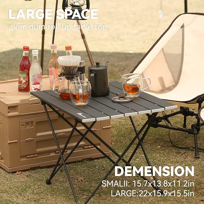 MOON LENCE Folding Beach Table, Small Folding Table, Outdoor Ultralight Aluminum Camping Table, Portable Compact Backpacking Table, Travel Table for Beach, Picnics, Cooking, Hiking