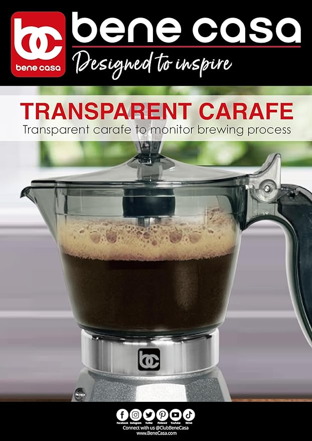 Bene Casa Silver Portable Electric Espresso Maker/Cafetera, 1-3 Cups/Shots (1, SILVER)