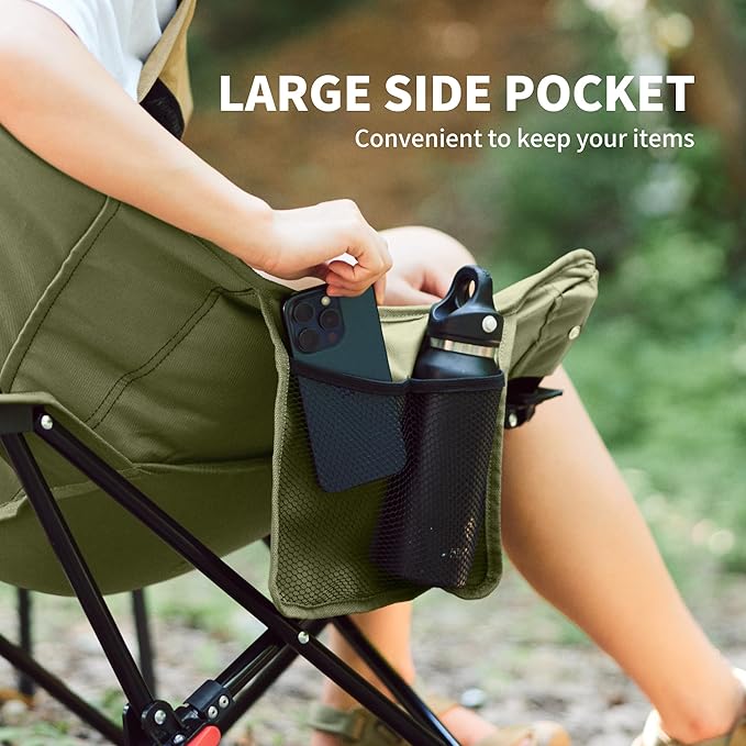 Naturehike Seastar Padded Camping Chair, Oversized 2-Position Adjustable Folding Chair, Portable Camp Chair with Side Pocket & Carry Bag