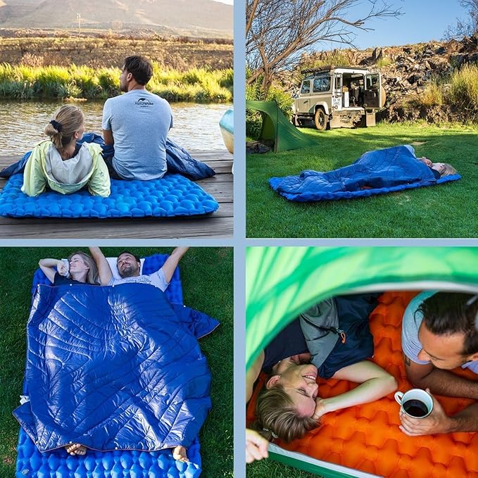 Naturehike Inflatable Double Camping Sleeping Pad, Ultralight Durable 2.55" Thickness Camping Mattress, Compact Air Mat for Hiking, Traveling, Backpacking&Outdoor (Orange)