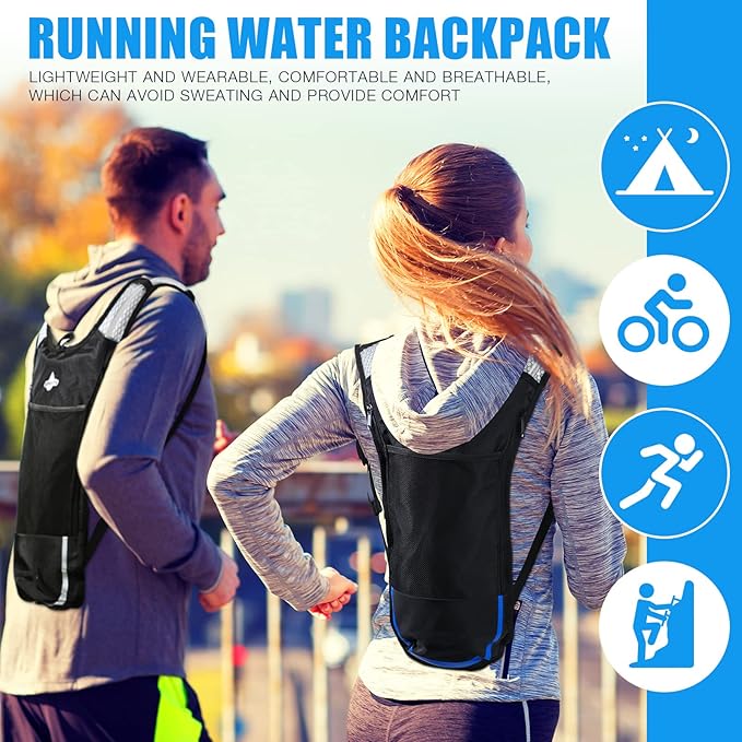 2 Pack Hydration Backpack Pack with 2l Water Bladder, Hydration Water Backpack with Hydration Bladder Hiking Running Cycling Biking Water Backpack for Men and Women (Blue, White)