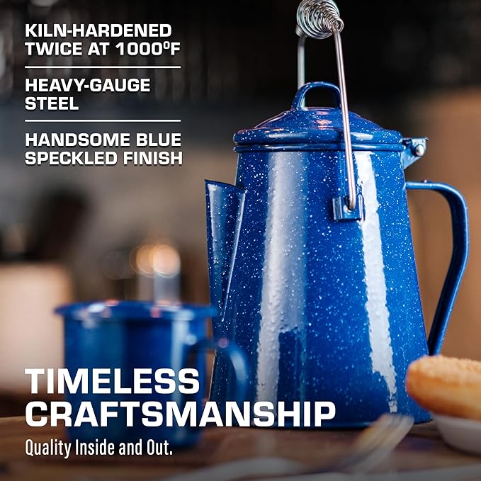 COLETTI Classic Camping Kettle - Tea and Camp Kettle, NO Aluminum or Plastic, Ideal for Boiling Water (Blue)