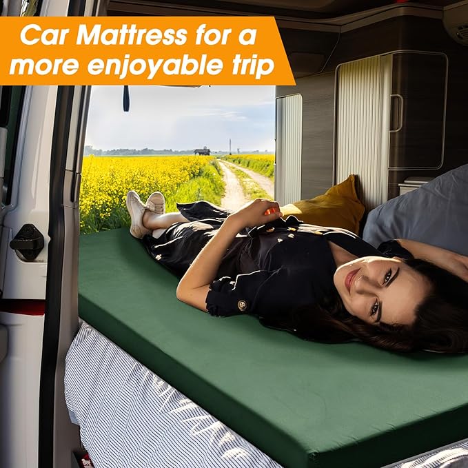 CYMULA Camping Cot Mattress 2in Memory Foam Sleeping Pad,Soft Warm Non-Slip Camping Mattress Topper with Retaining for Adults,Portable Roll up Pad for Travel(75 x30)(only Mattress)