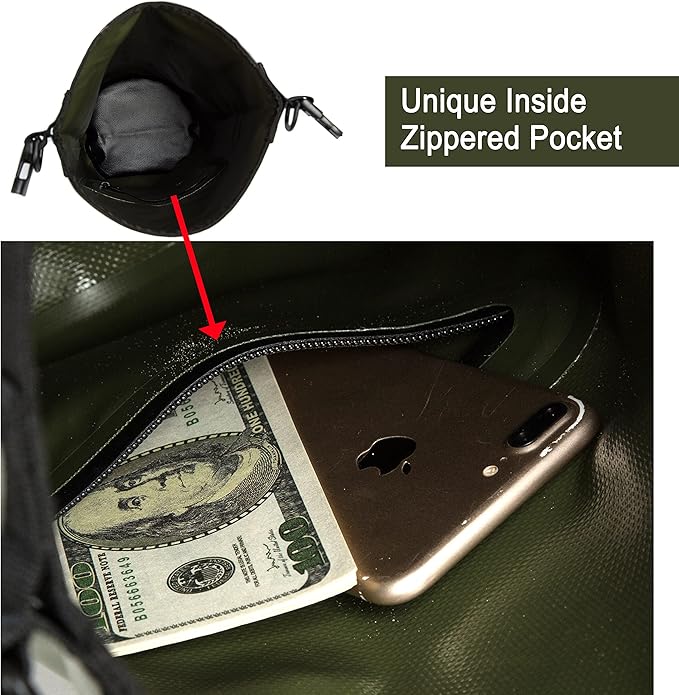 Mountain Land Waterproof Beach Dry Bag 20L Roll Top Backpack Boat Bag Dry Sack for Kayaking Rafting Fishing Hiking Camping Army Green