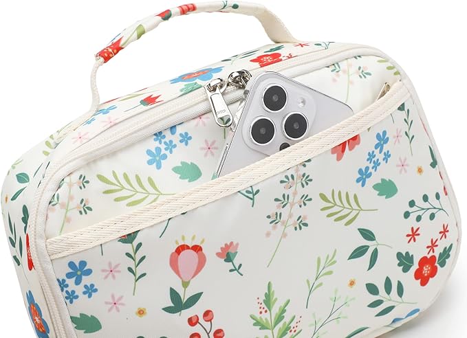 Kids Lunch Box Boys Girls Insulated Lunch Cooler Bag Reusable Lunch Tote Kit for School Travel(Flower)