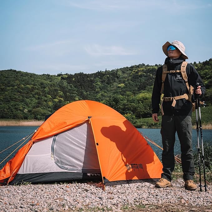 Himalaya 1/2 Person Camping Tent, 4 Season Tent Backpacking Winter Tent Waterproof Windproof Lightweight Portable PU5000 for Outdoor Camping Cold Weather Hiking Mountaineering